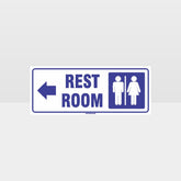 Custom Signs For Business,Rest Rooms Left Arrow White Background Sign
